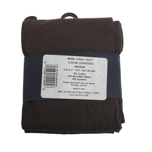 Italian Cotton Blend Tight Espresso Brown Medium B.ella Erika New Opaque Hosiery - Picture 4 of 5